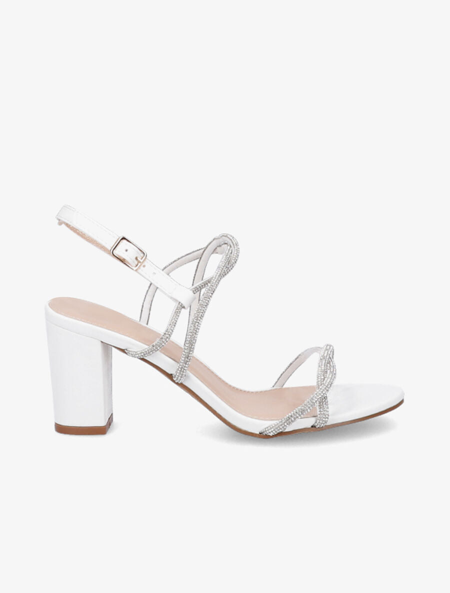 Sandales à talons et strass - Blanc - 5