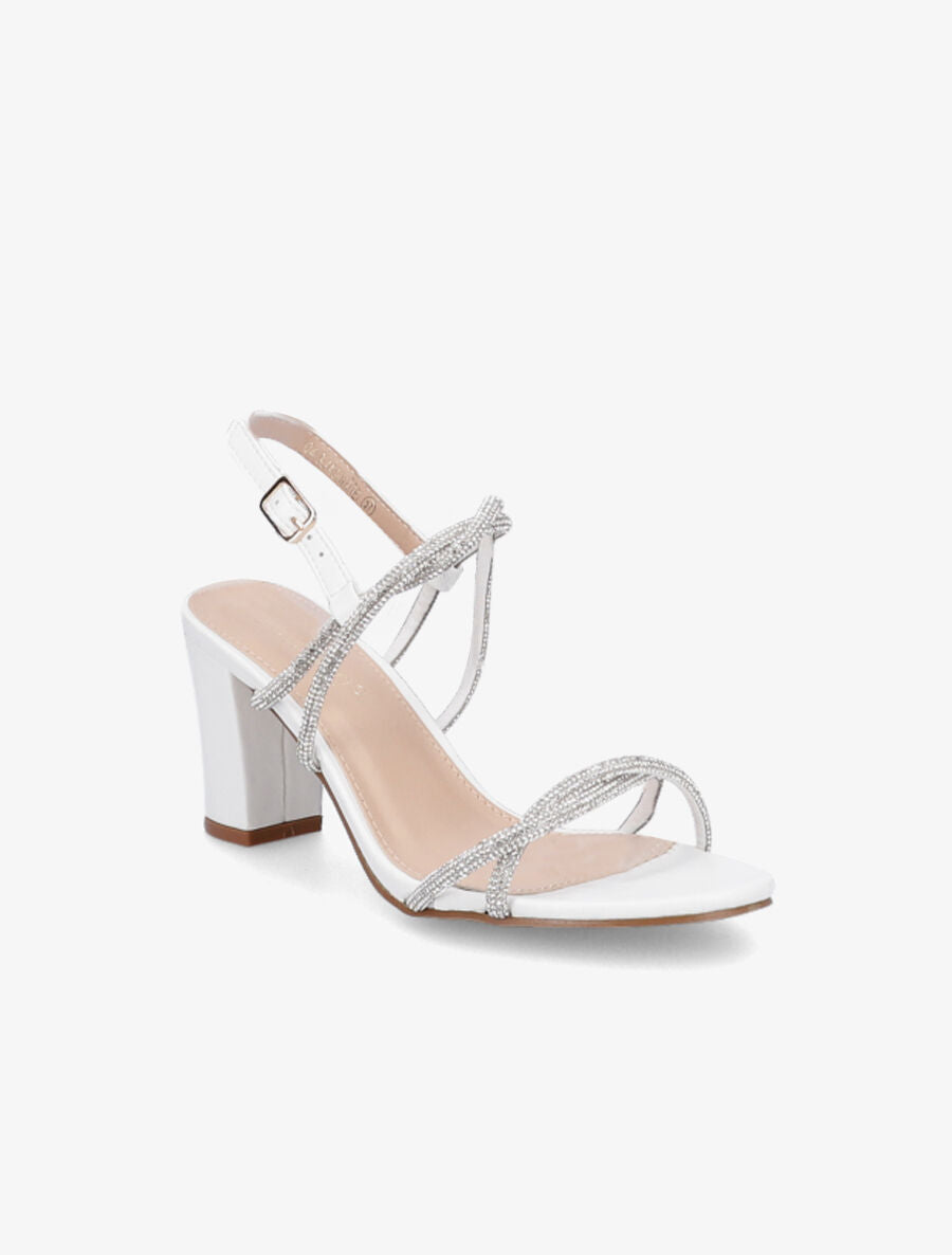 Sandales à talons et strass - Blanc - 2
