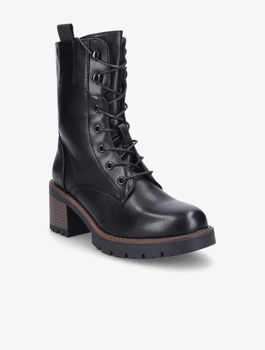 Bottines style rangers à talon - Noir - 2