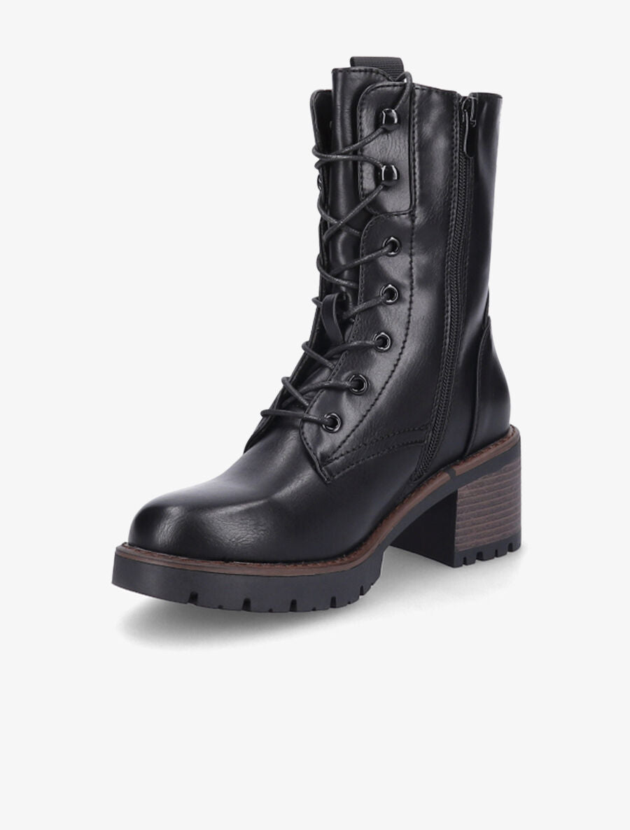 Bottines style rangers à talon - Noir - 3