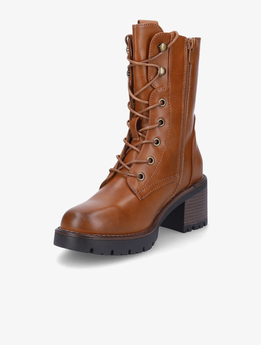 Bottines style rangers à talon - Camel - 3