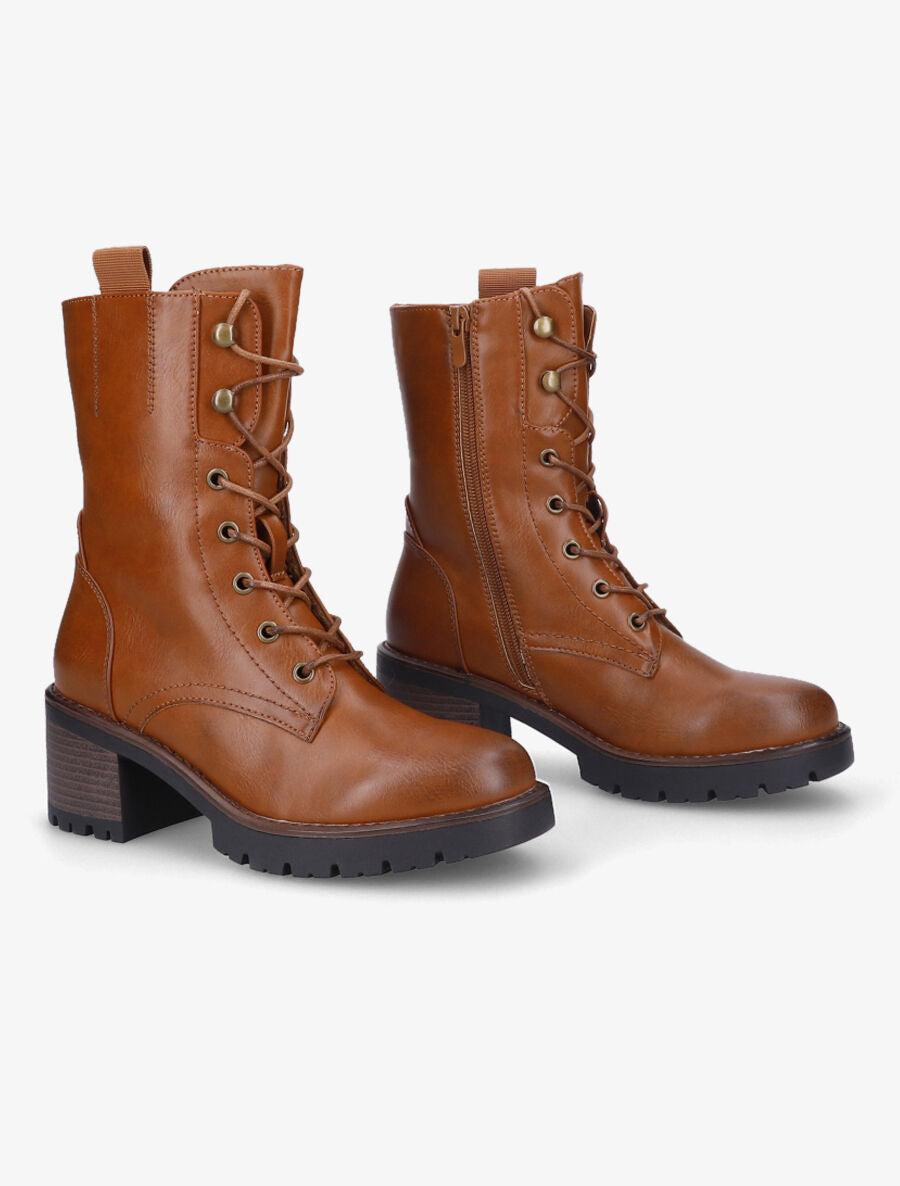 Bottines style rangers à talon - Camel - 4