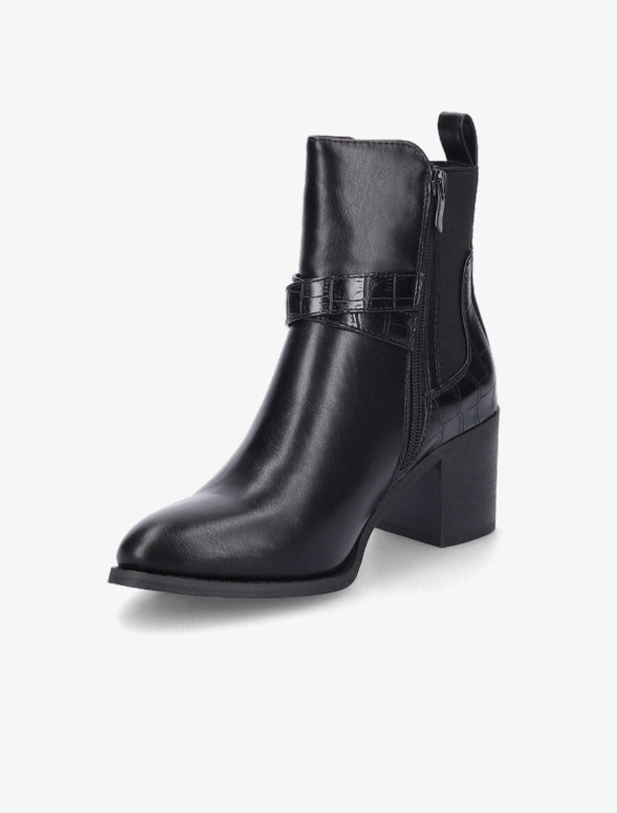 Bottines à contrefort croco - Noir - 3