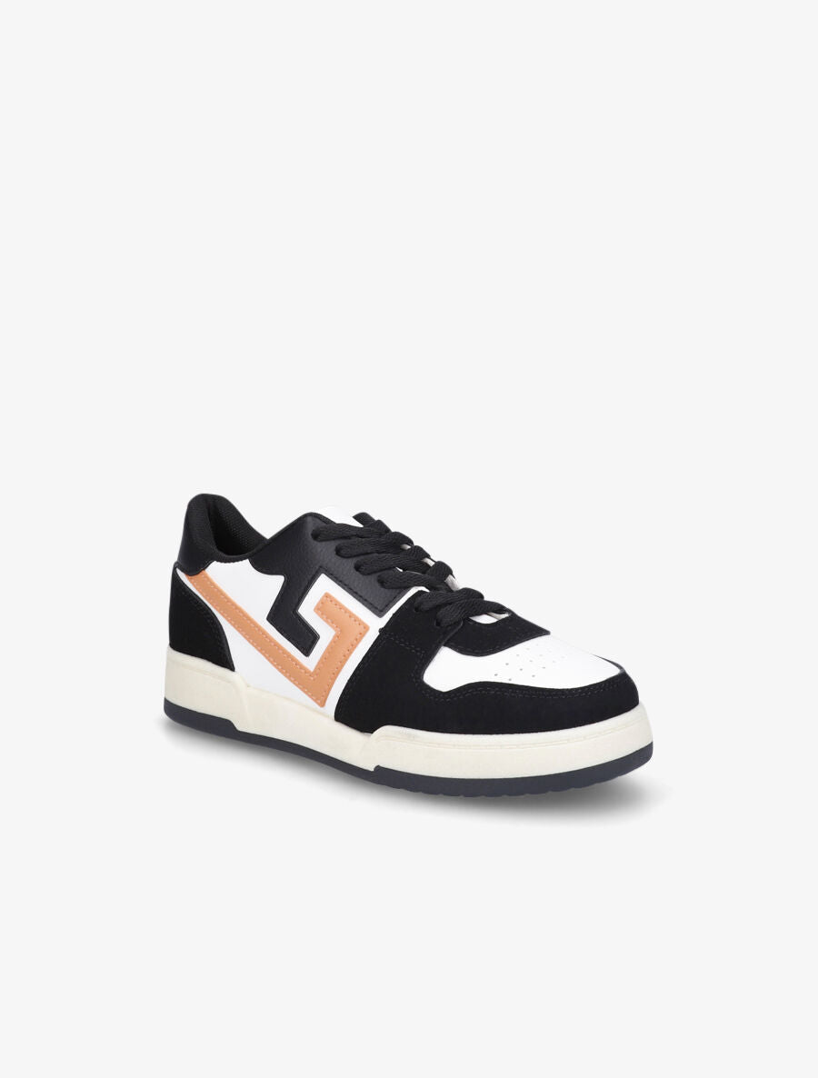 Sneakers en simili et suédine - Noir - 2