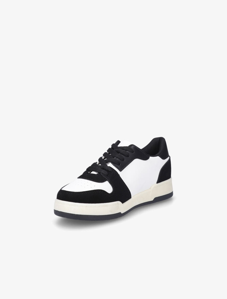 Sneakers en simili et suédine - Noir - 3
