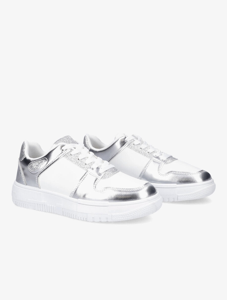 Baskets irisées et pailletées en simili - Argent - 4