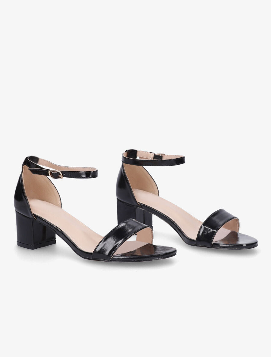 Sandales vernies en simili à talon - Noir - 4