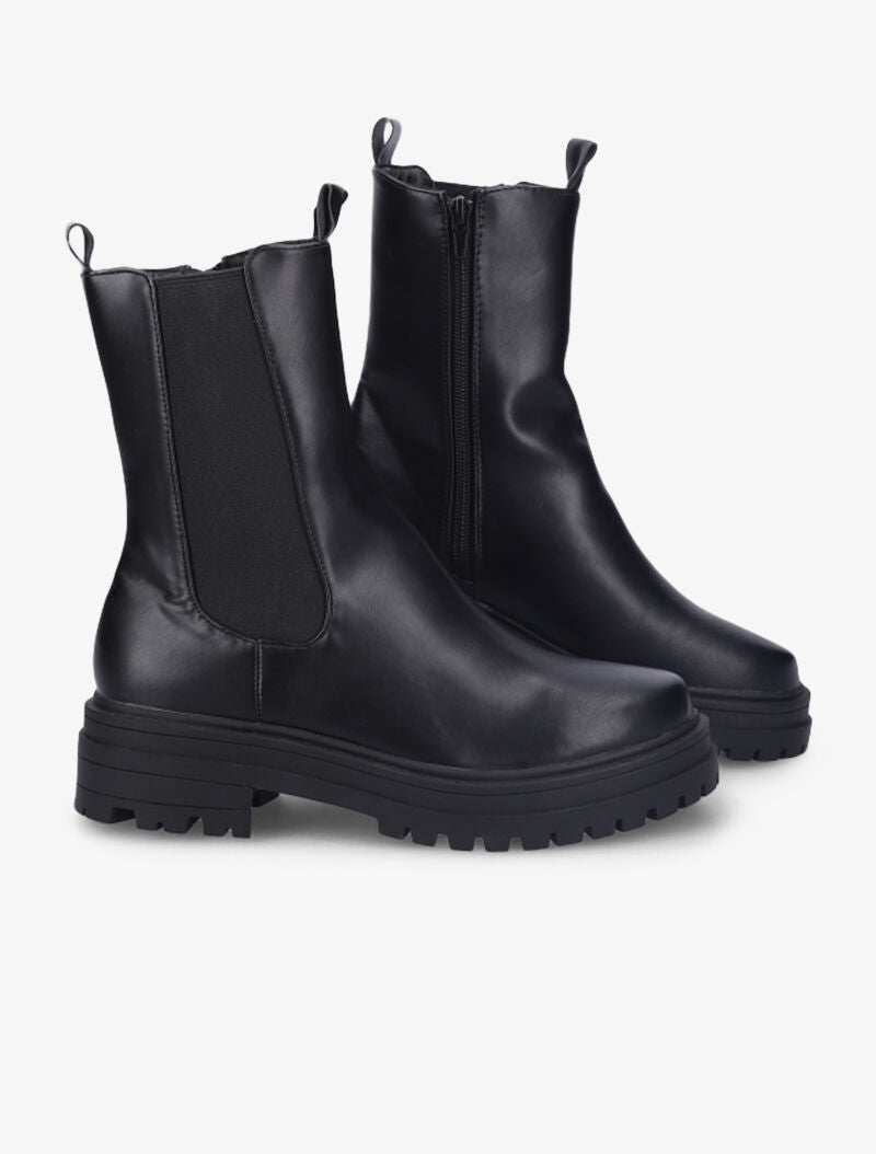 Bottines à plateforme et semelle crantés stylisés - Noir - 1