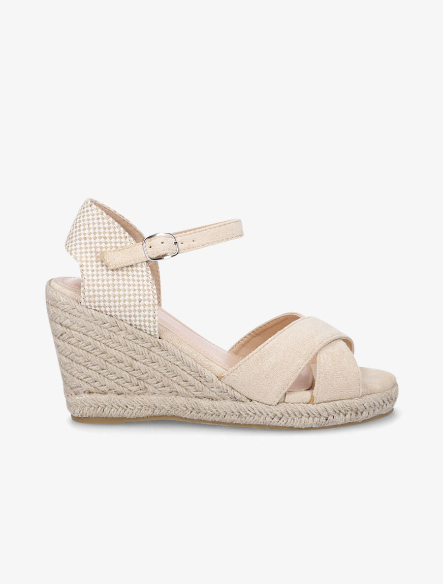 Sandales compensées style espadrille - Beige - 1