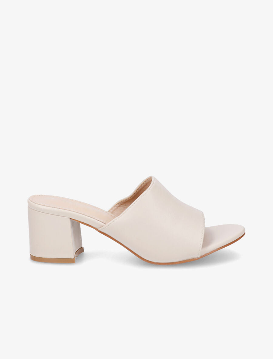 Mules basiques en simili - Beige - 1