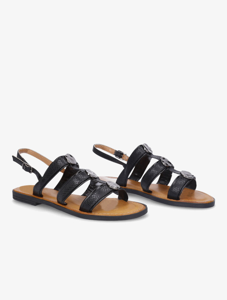 Nu-pieds effet python à bijoux - Noir - 4