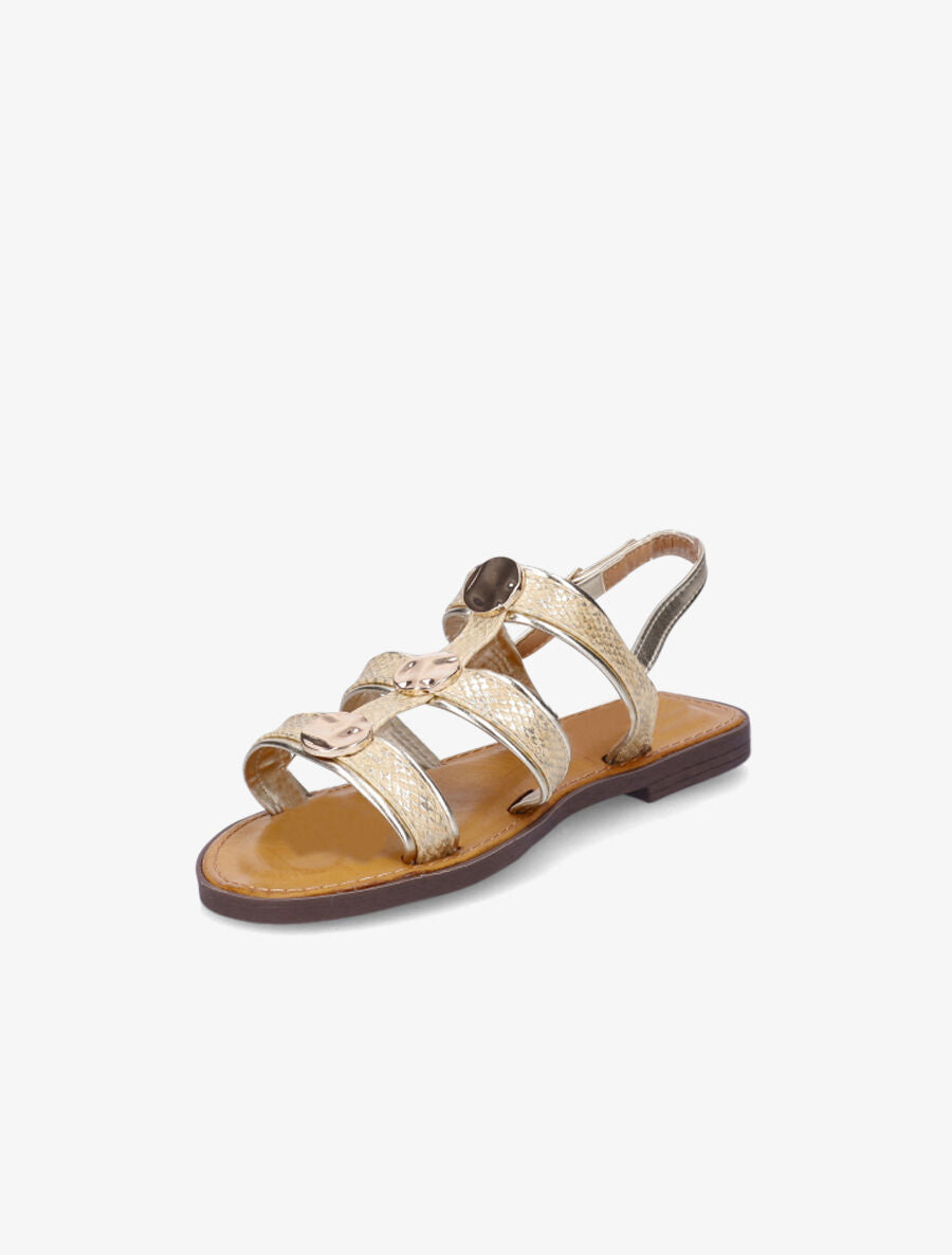 Nu-pieds effet python à bijoux - Or - 3