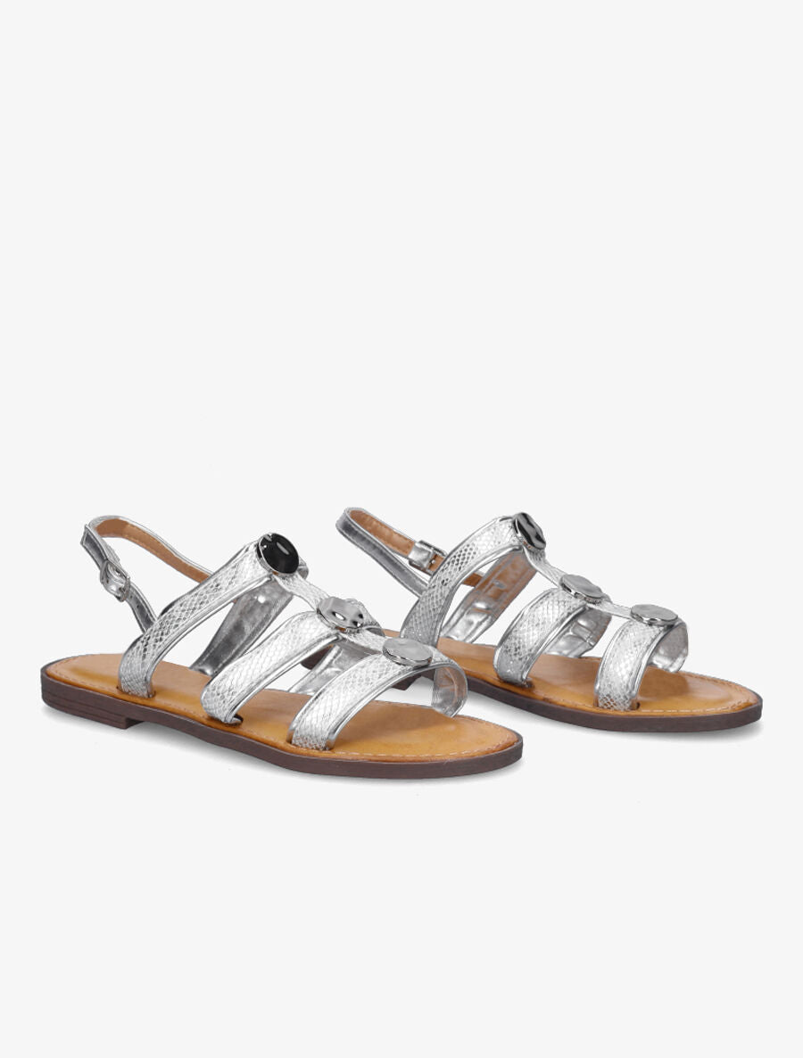 Nu-pieds effet python à bijoux - Argent - 4
