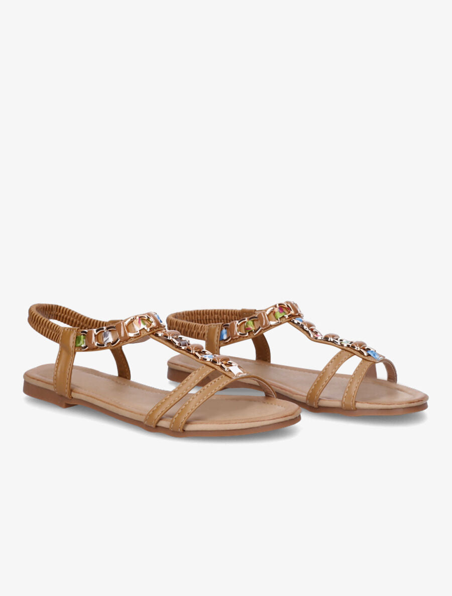 Nu-pieds bijou en simili - Camel - 4