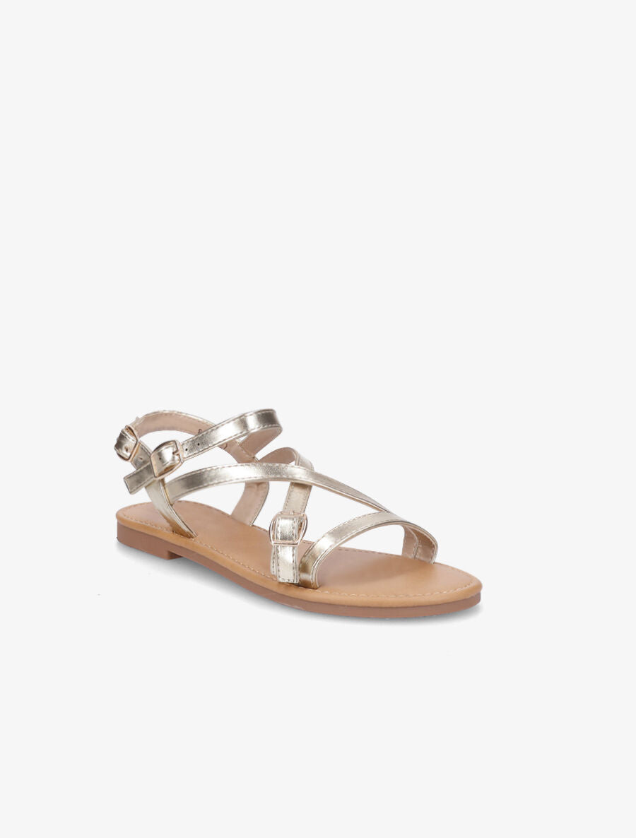 Nu-pieds en simili à brides croisées - Or - 2