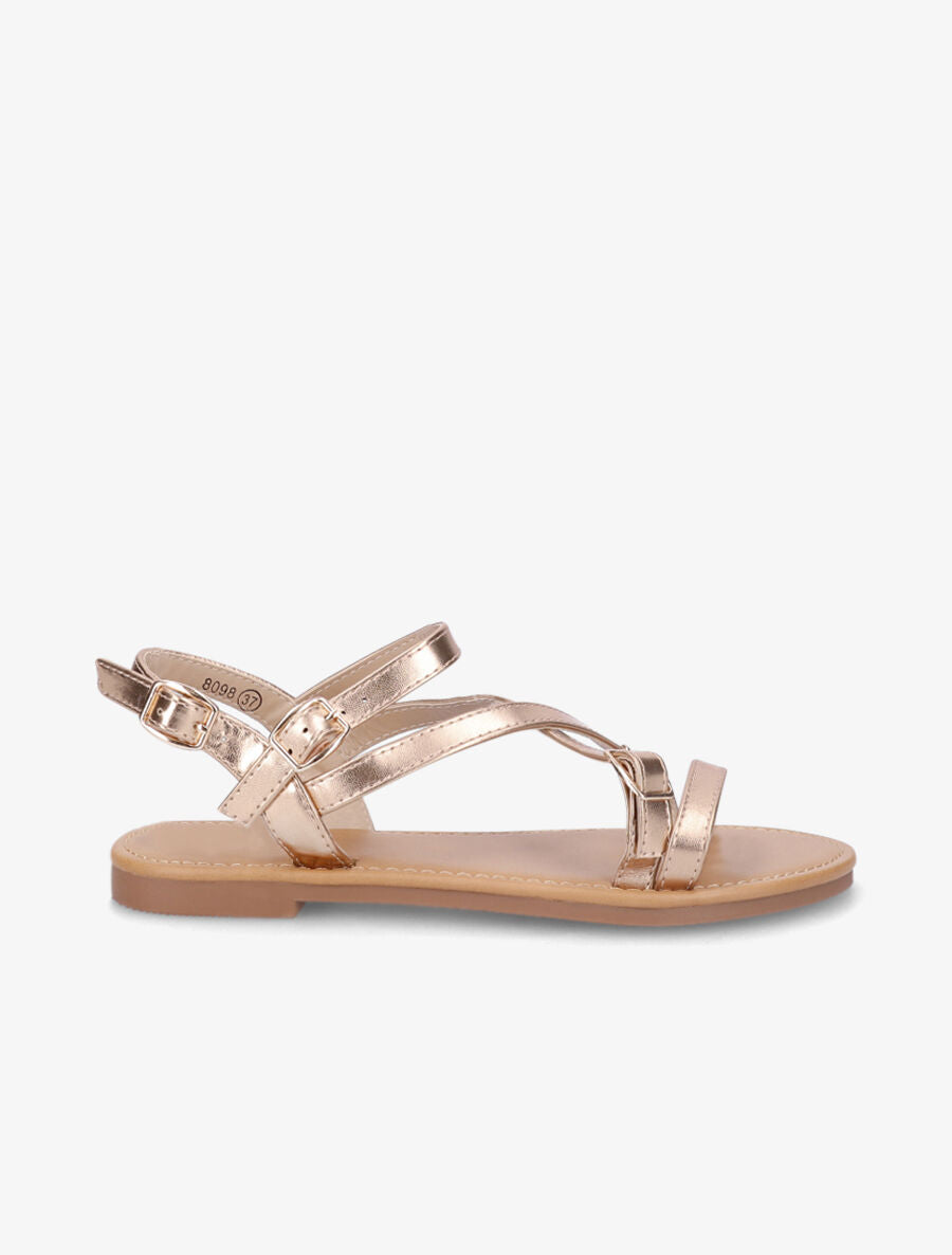 Nu-pieds en simili à brides croisées - Rose gold - 1