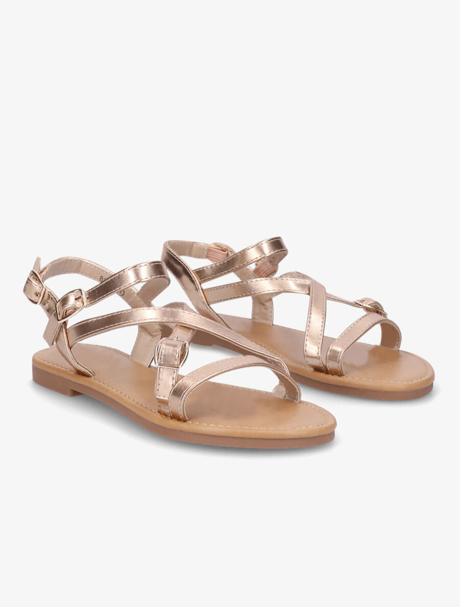 Nu-pieds en simili à brides croisées - Rose gold - 4
