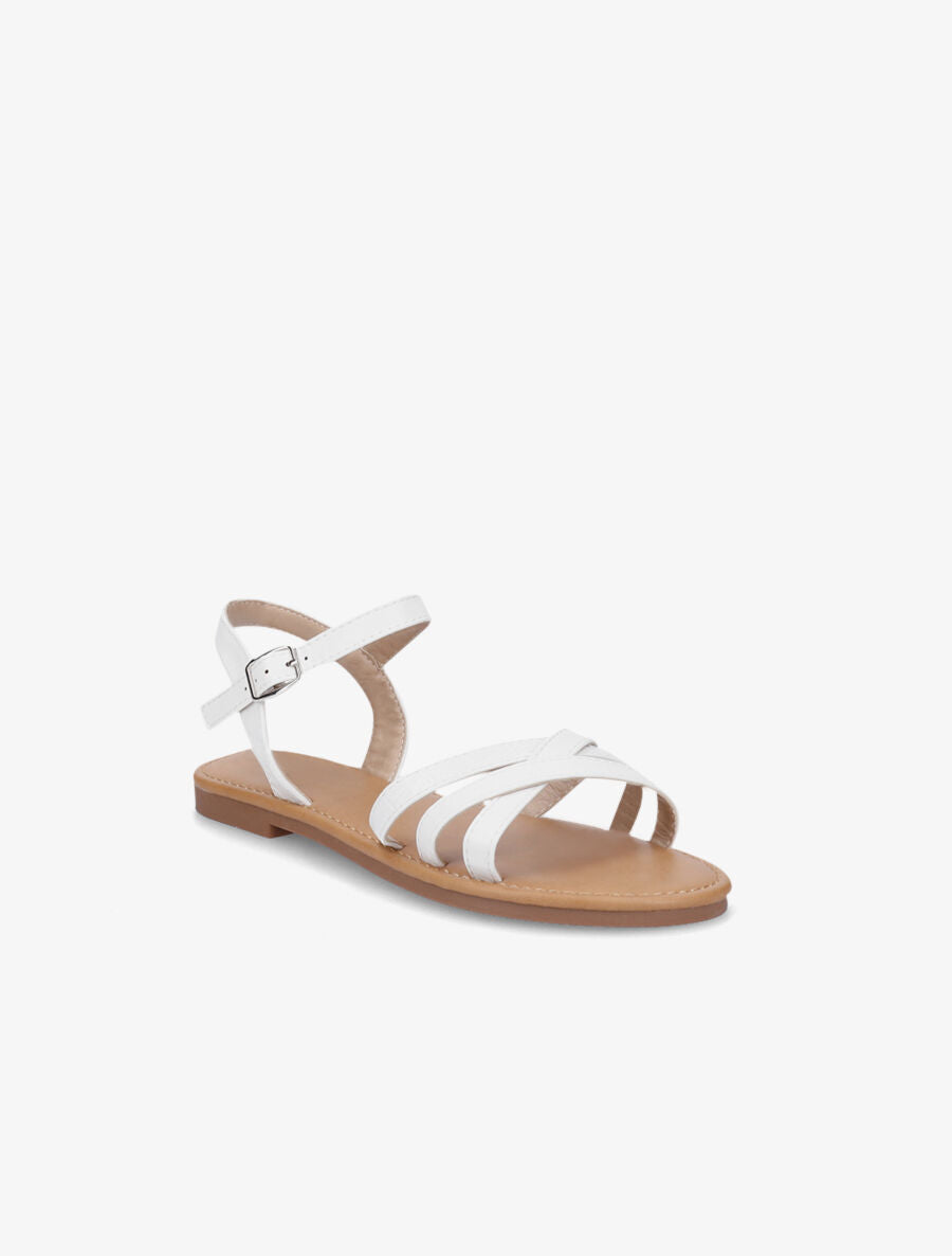 Nu-pieds en simili à bride effet croco - Blanc - 2