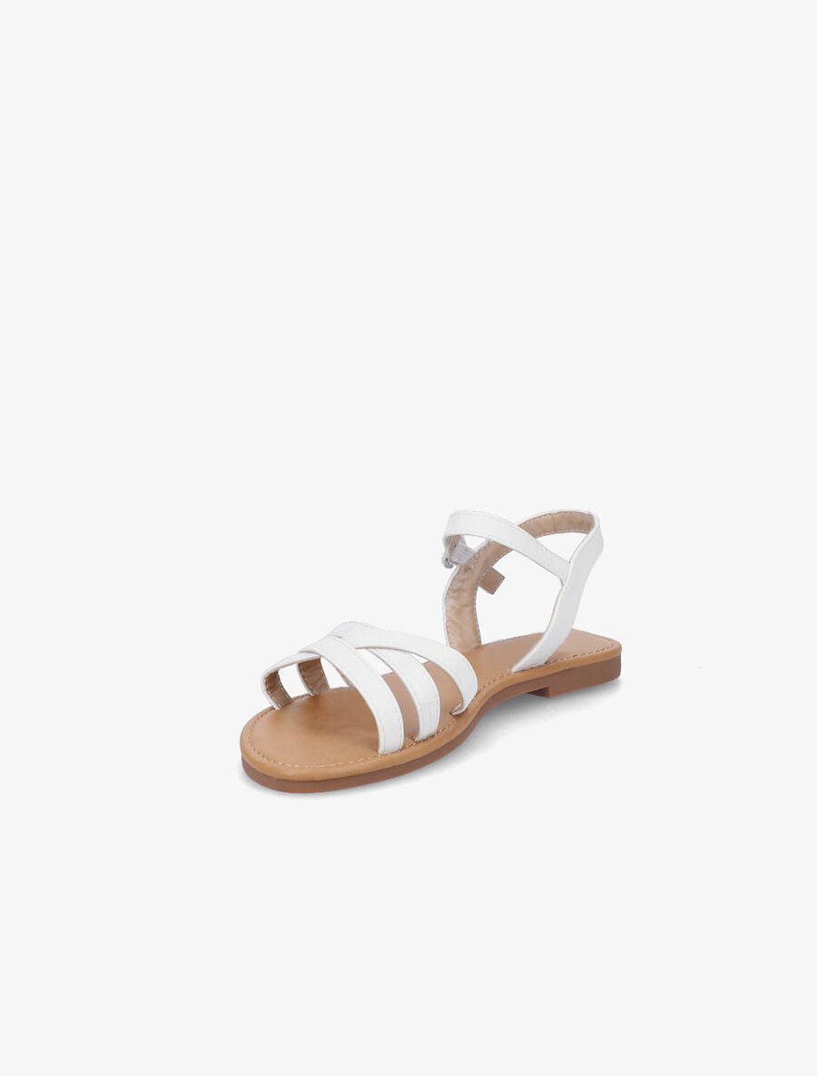 Nu-pieds en simili à bride effet croco - Blanc - 3
