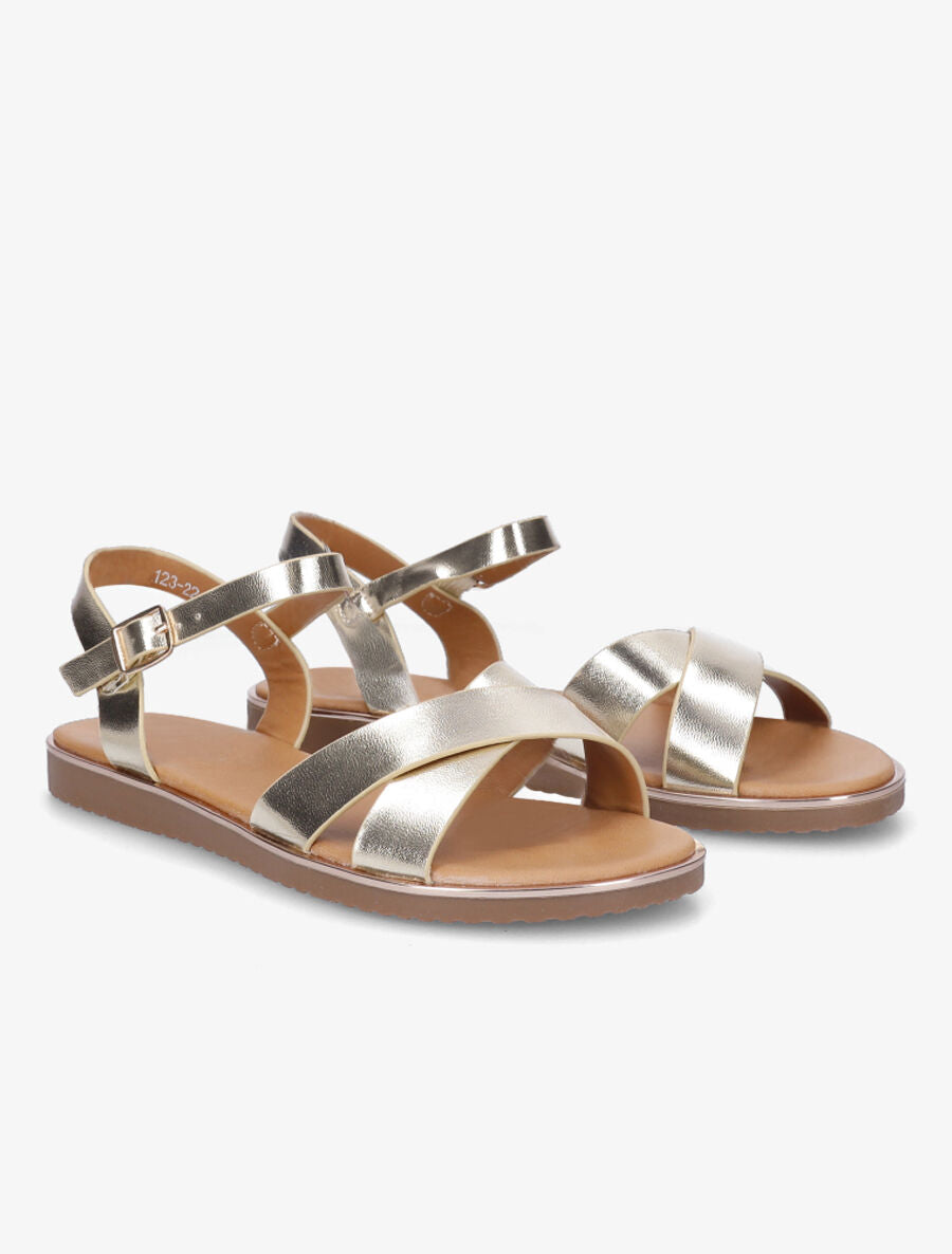 Nu-pieds basiques croisés - Or - 4