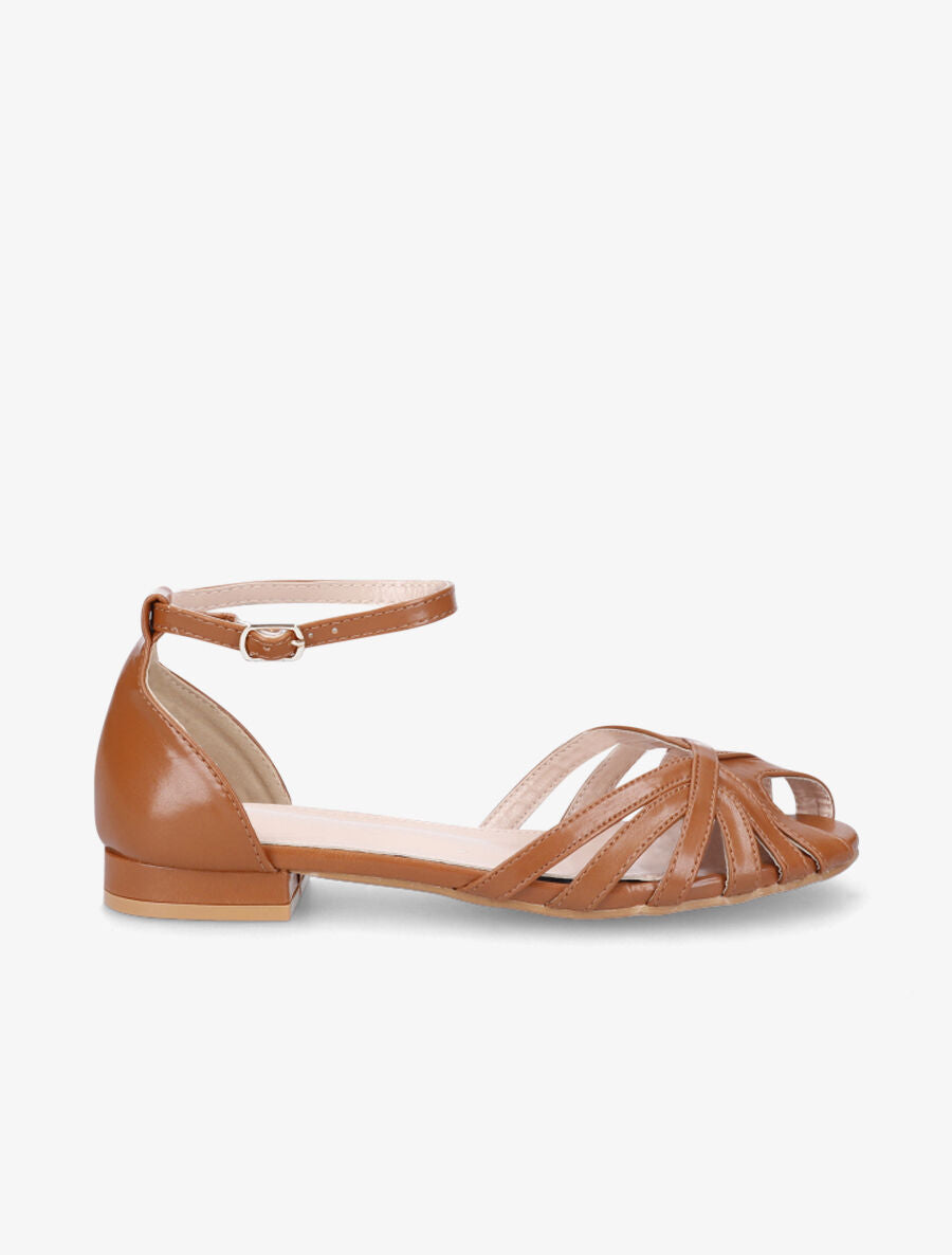 Nu-pieds multi-brides en simili - Camel - 1