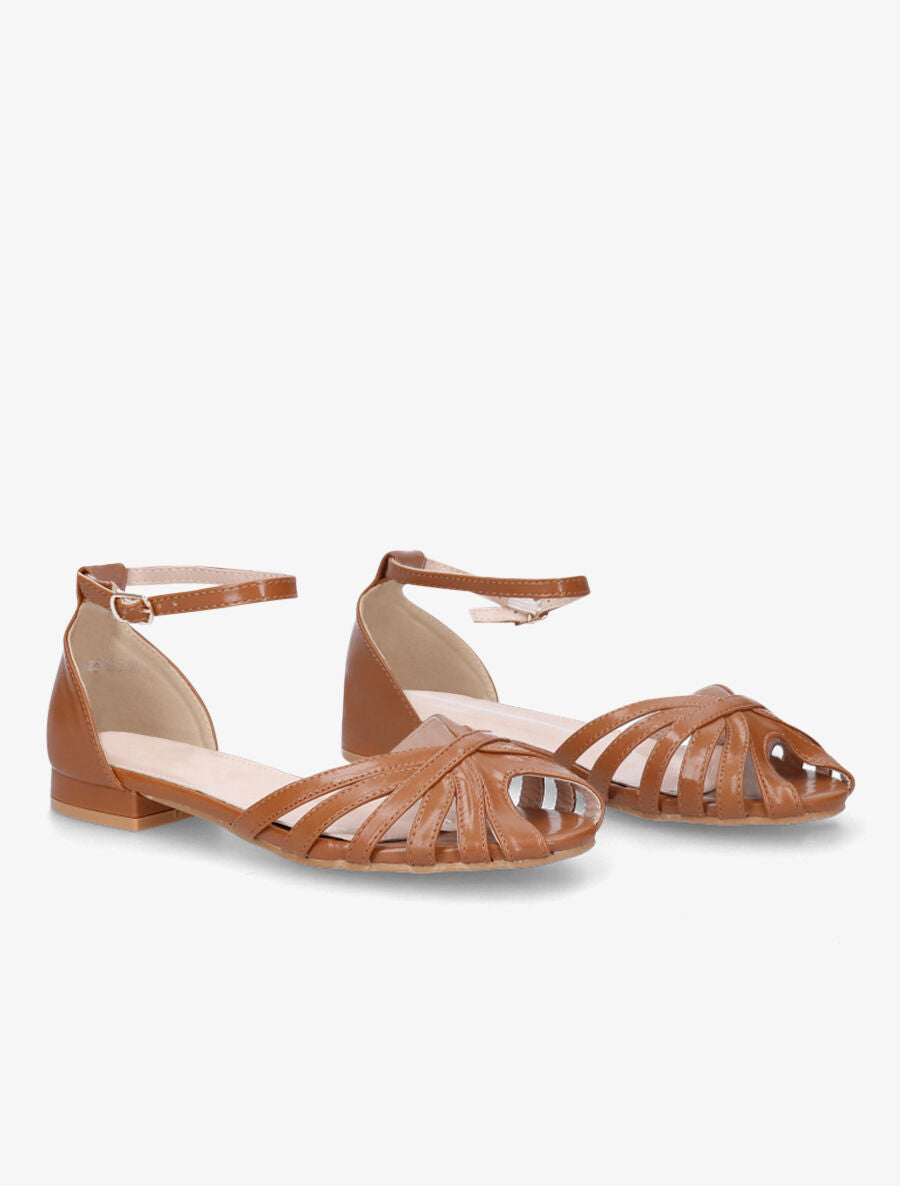 Nu-pieds multi-brides en simili - Camel - 4