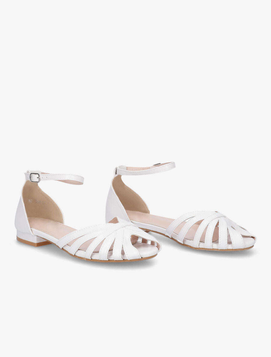 Nu-pieds multi-brides en simili - Blanc - 4