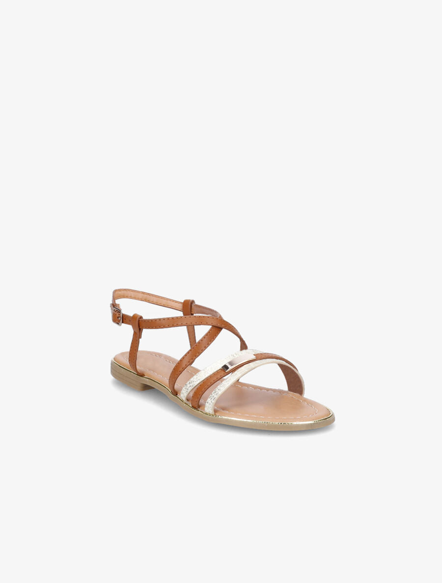 Nu-pieds croisés et irisés - Camel - 2