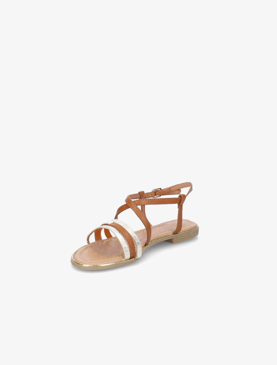 Nu-pieds croisés et irisés - Camel - 3