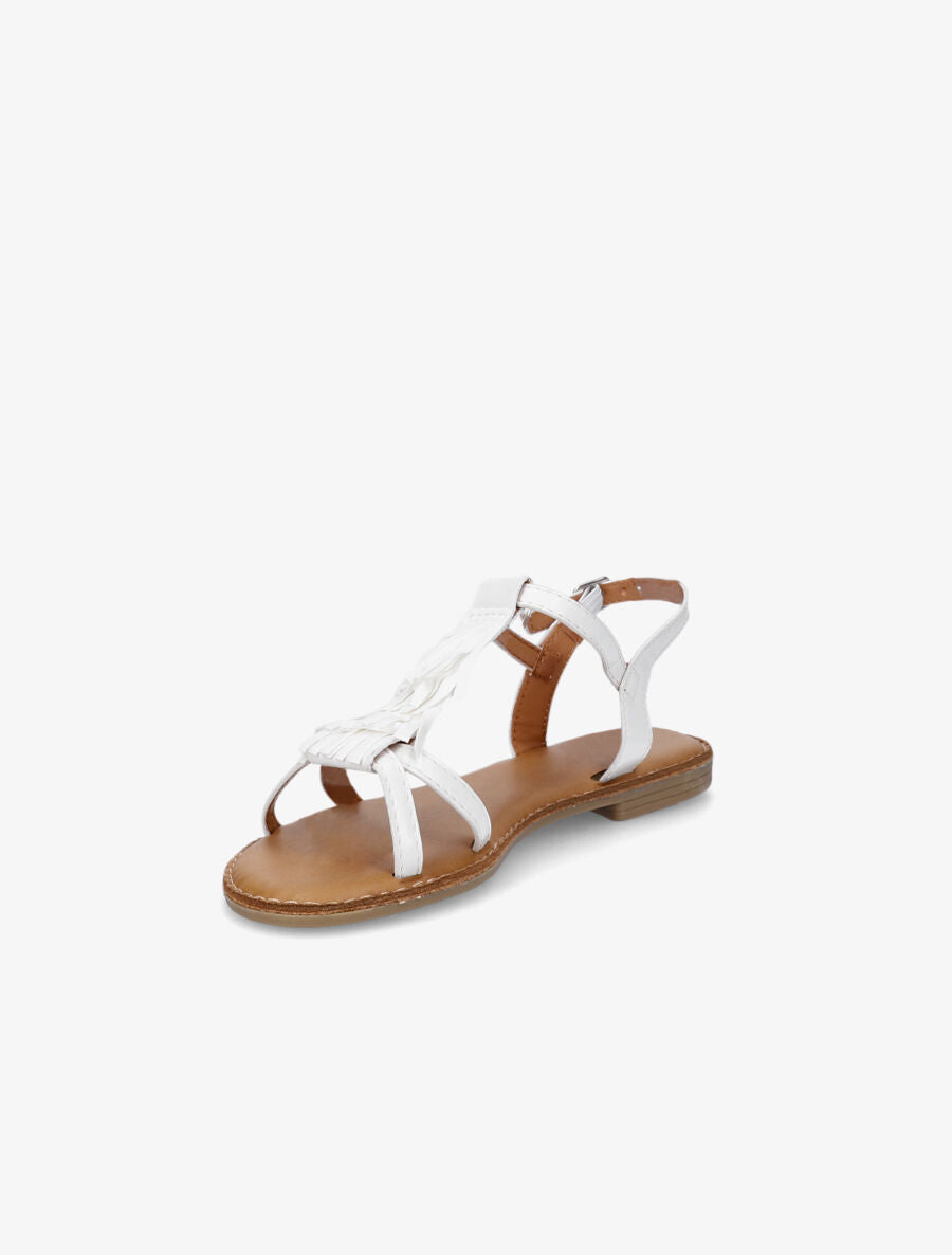 Nu-pieds en simili et franges en suédine - Blanc - 3