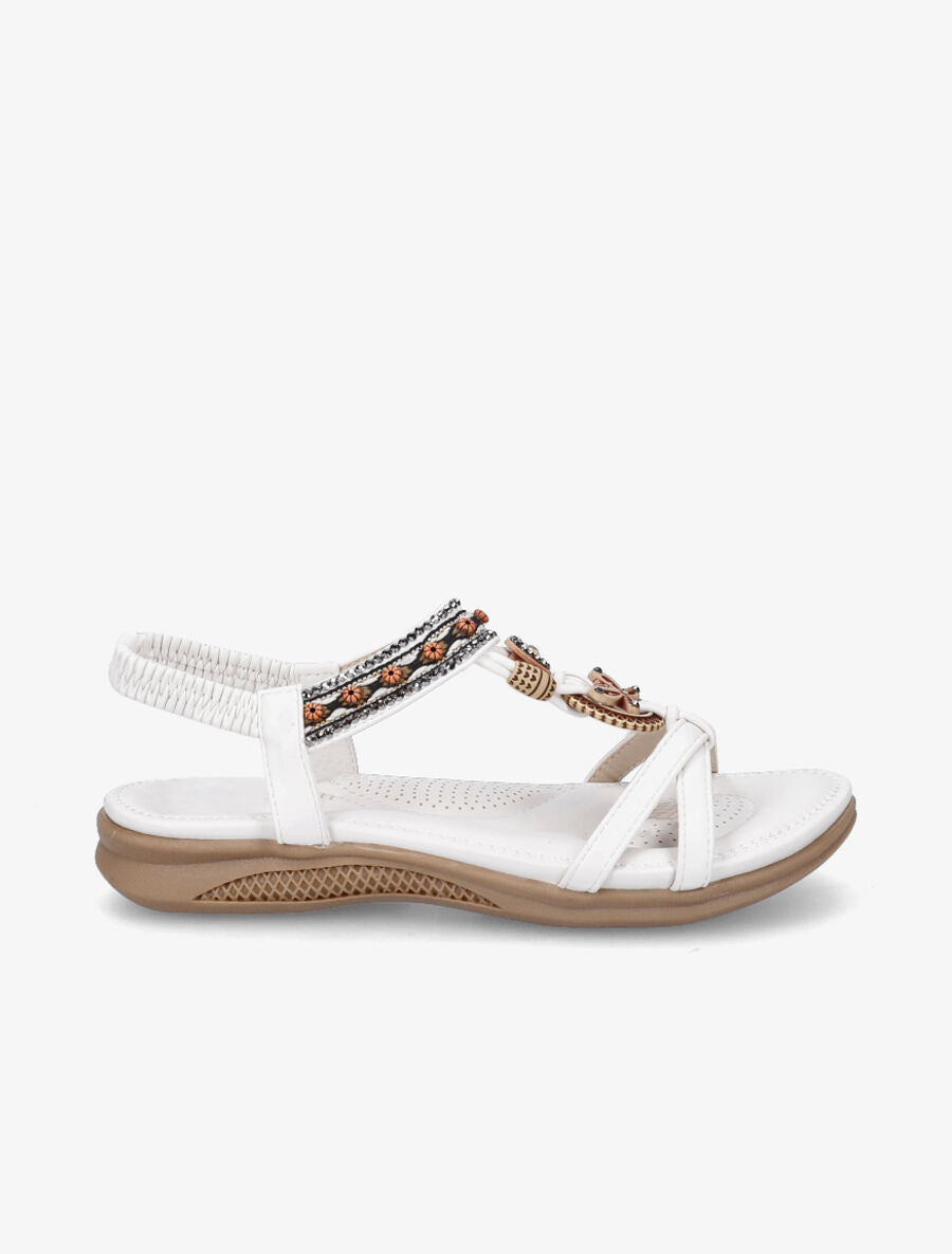 Nu-pieds brodés à strass - Blanc - 5