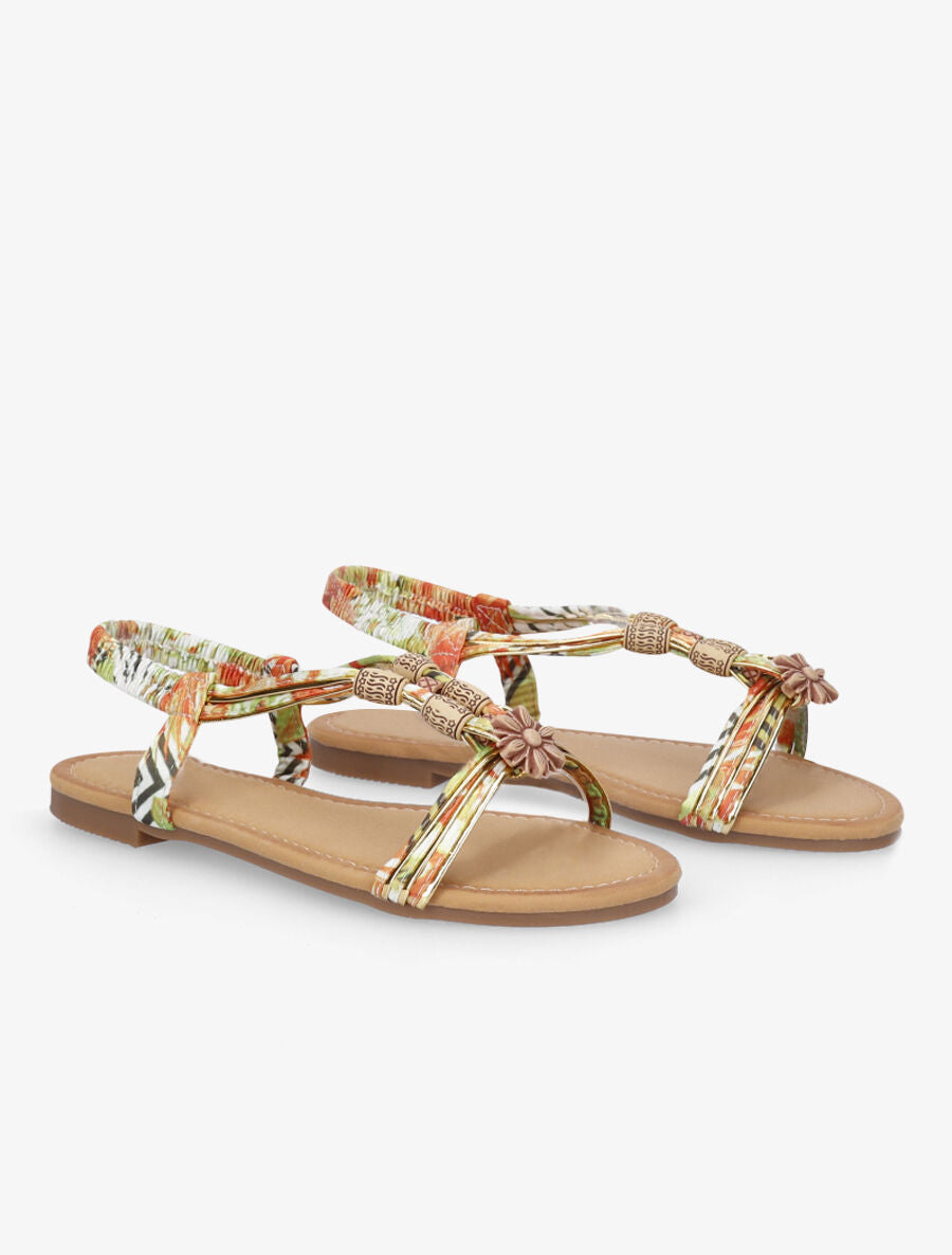 Nu-pieds à perles et en tissu satiné - Vert - 5