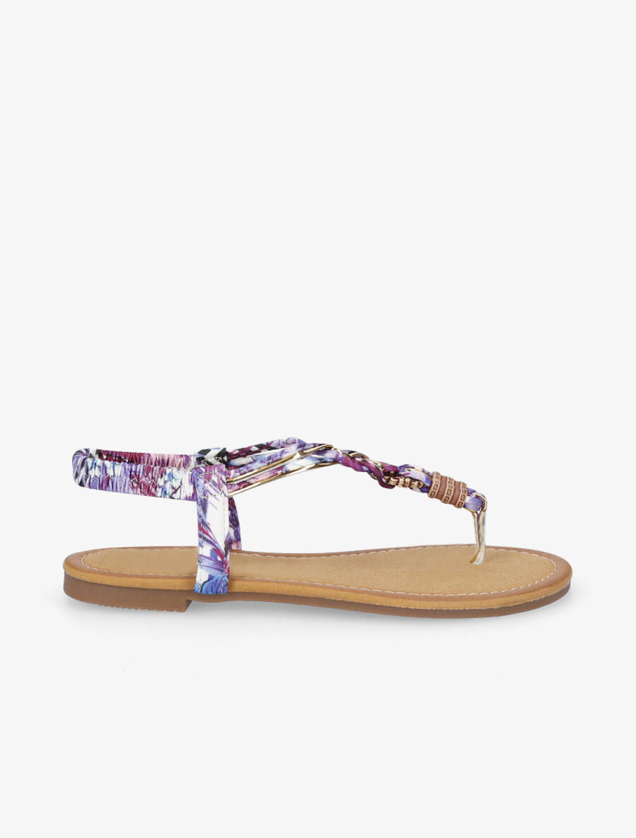 Nu-pieds tressés en tissu satiné - Violet - 1