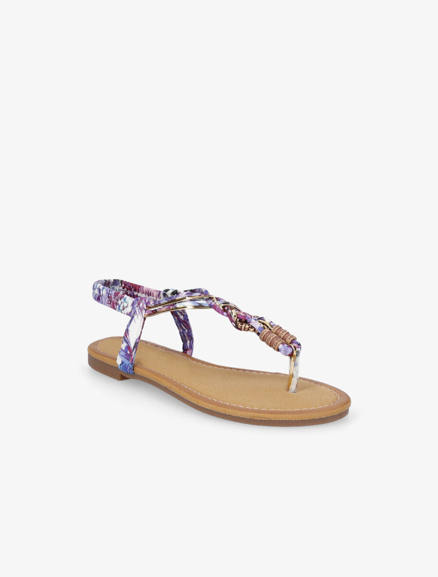 Nu-pieds tressés en tissu satiné - Violet - 2