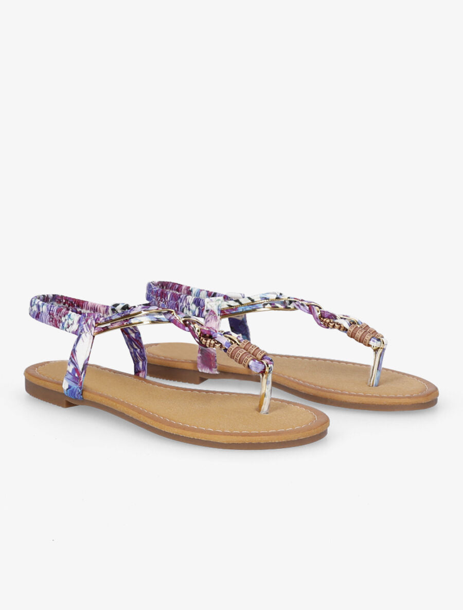 Nu-pieds tressés en tissu satiné - Violet - 4