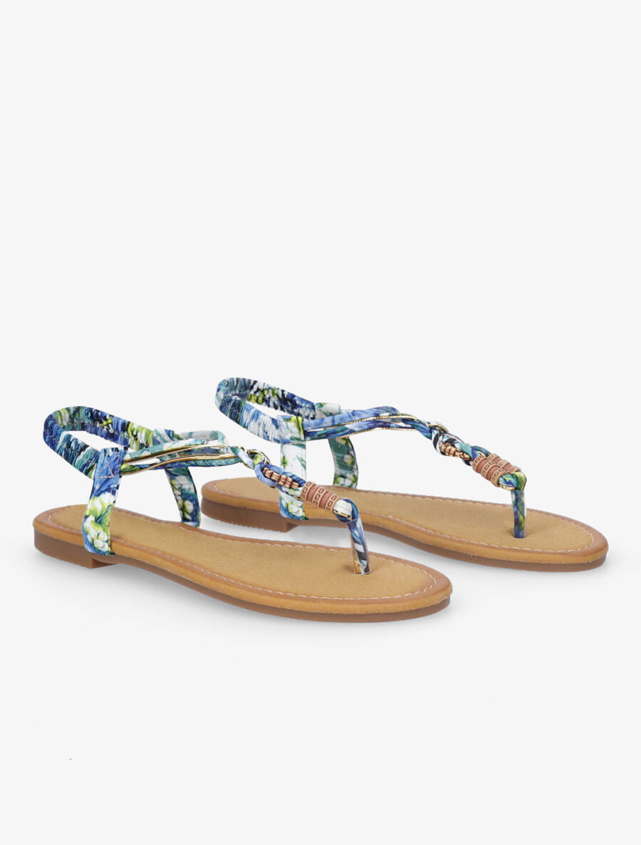 Nu-pieds tressés en tissu satiné - Bleu - 4