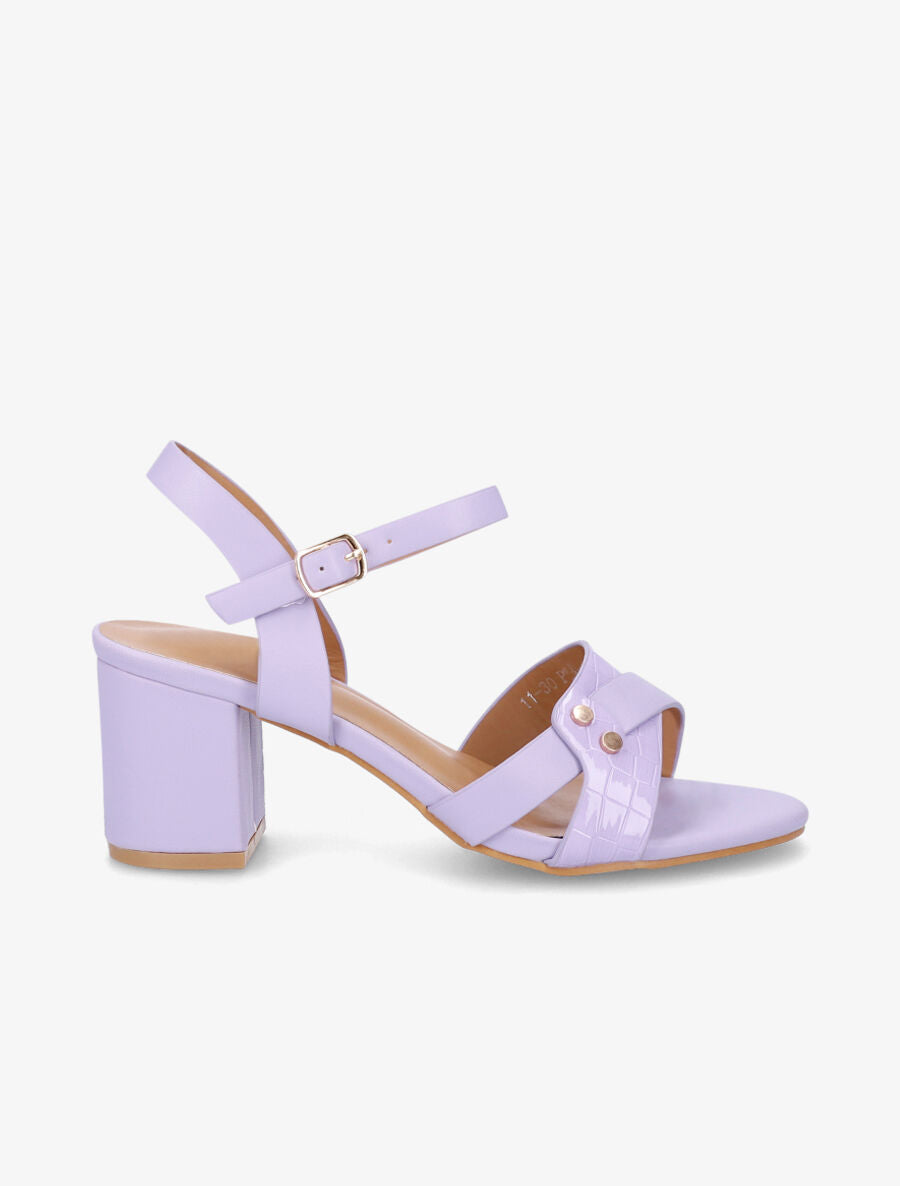 Sandales en simili à brides entrecroisées - Lilas - 1