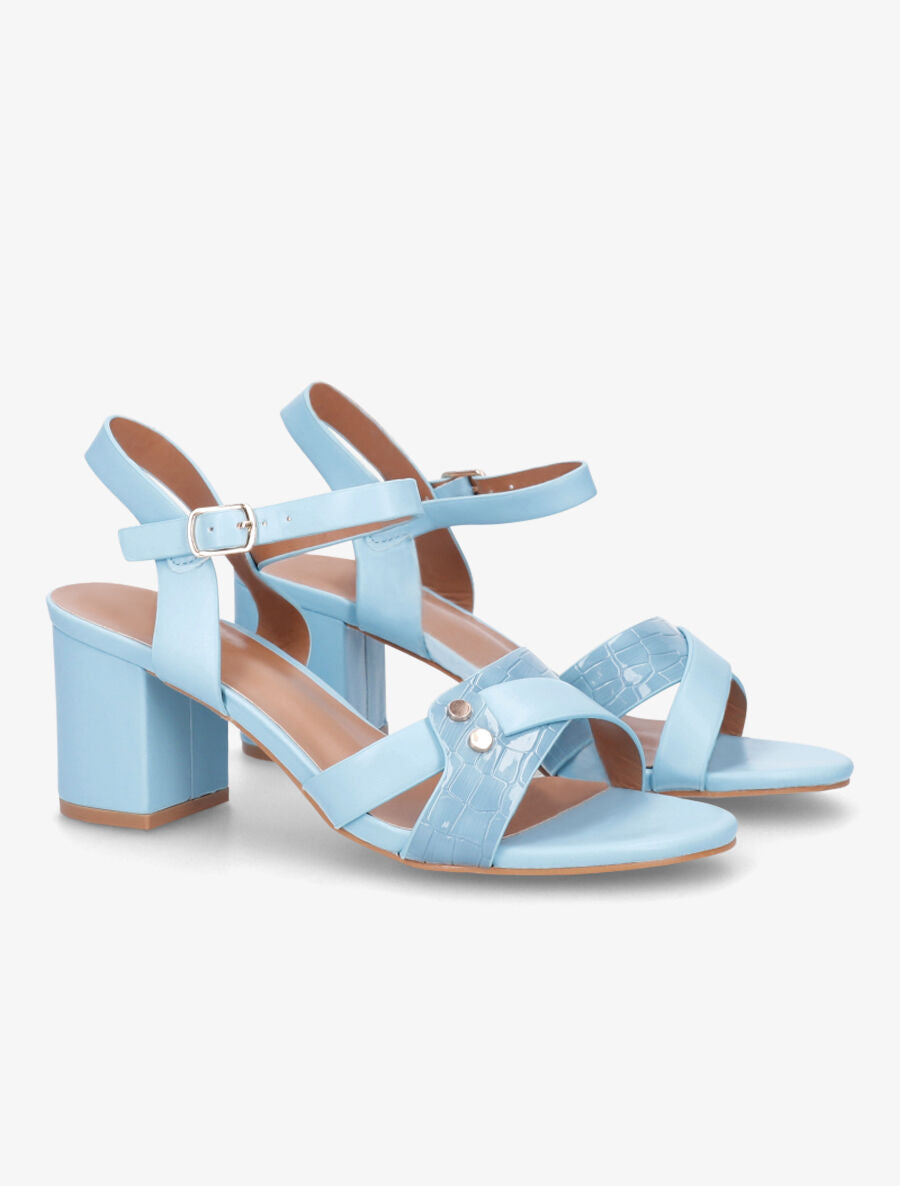 Sandales en simili à brides entrecroisées - Bleu ciel - 4