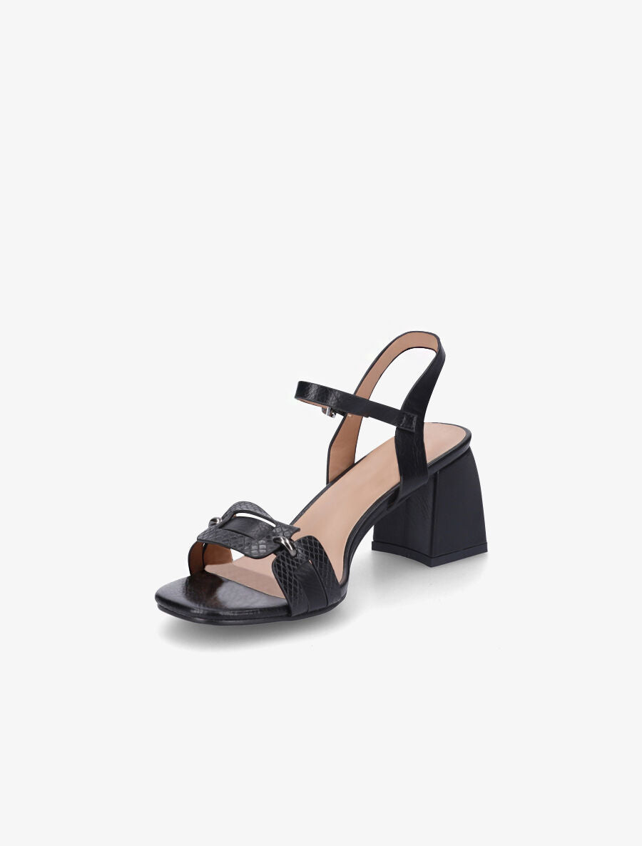Sandales en simili effet python - Noir - 3