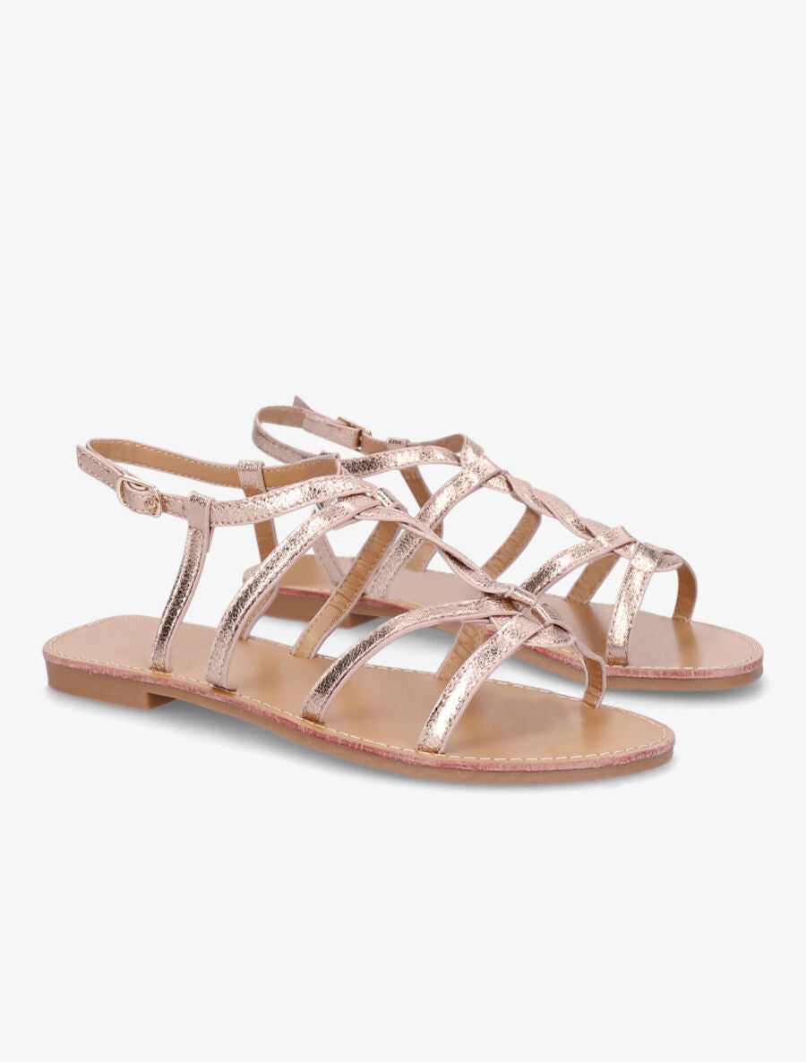 Nu-pieds tressés en simili - Rose gold - 4