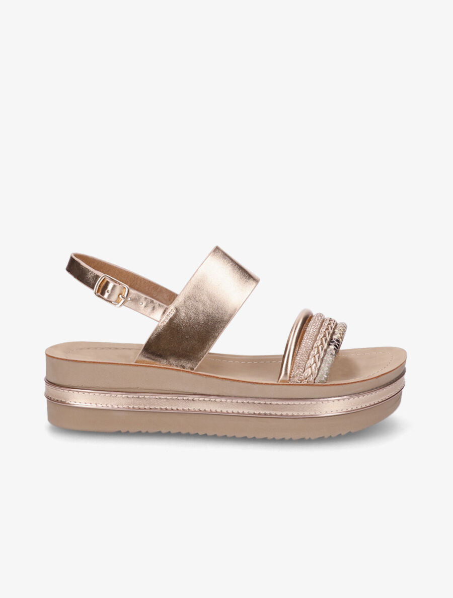 Sandales en simili à semlle stylisée - Rose gold - 1