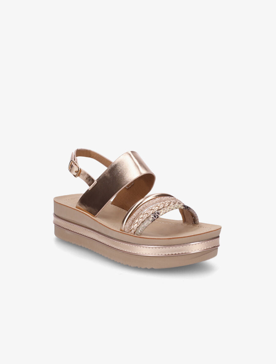 Sandales en simili à semlle stylisée - Rose gold - 2