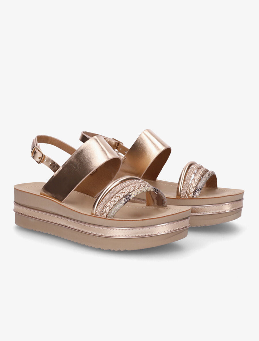 Sandales en simili à semlle stylisée - Rose gold - 4
