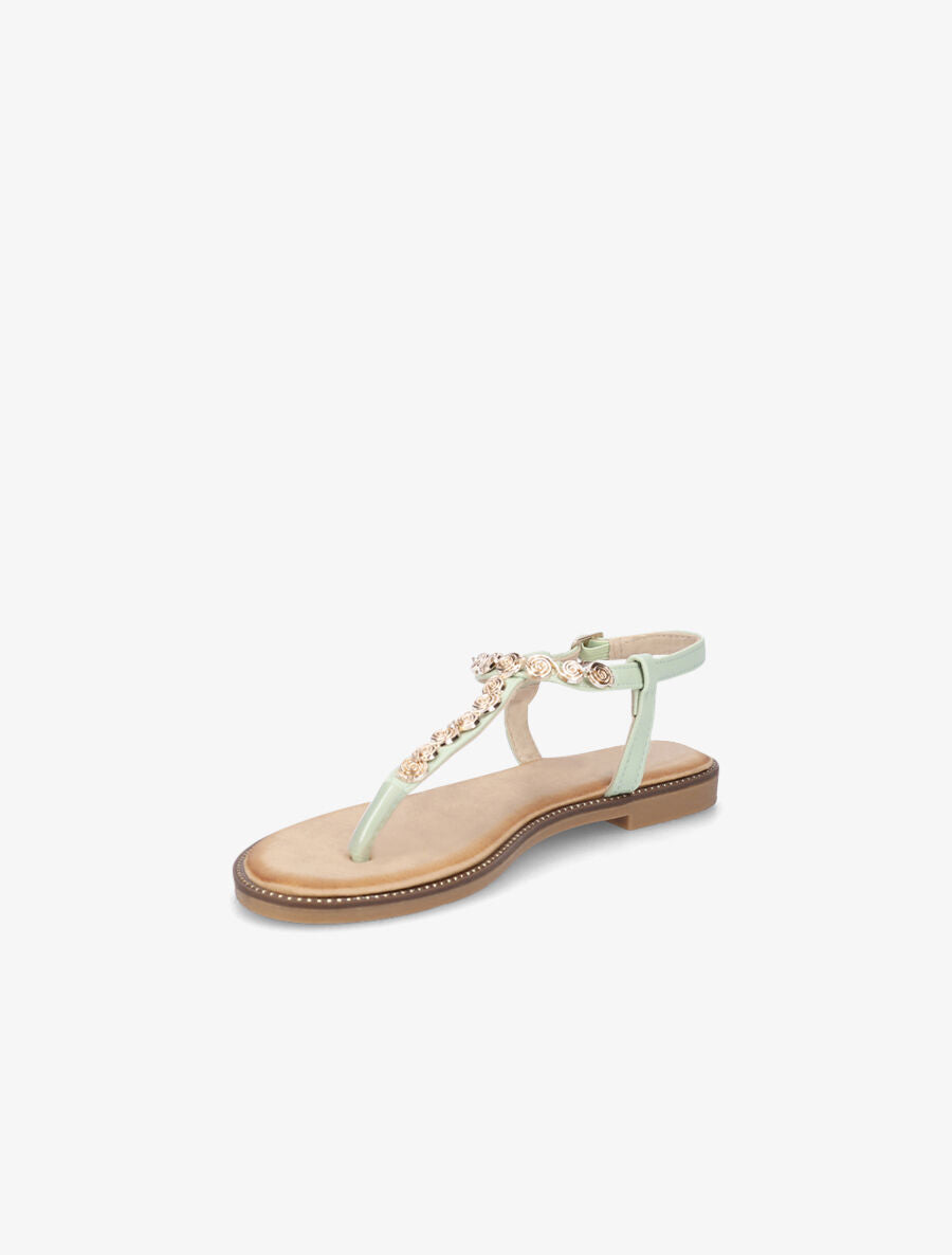 Nu-pieds en simili et bijoux en tourbillons - Vert d&