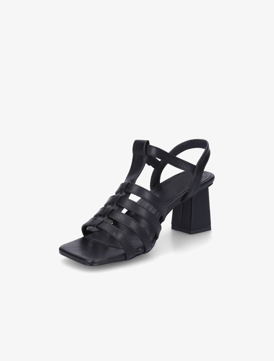 Sandales à talon style spartiates - Noir - 3