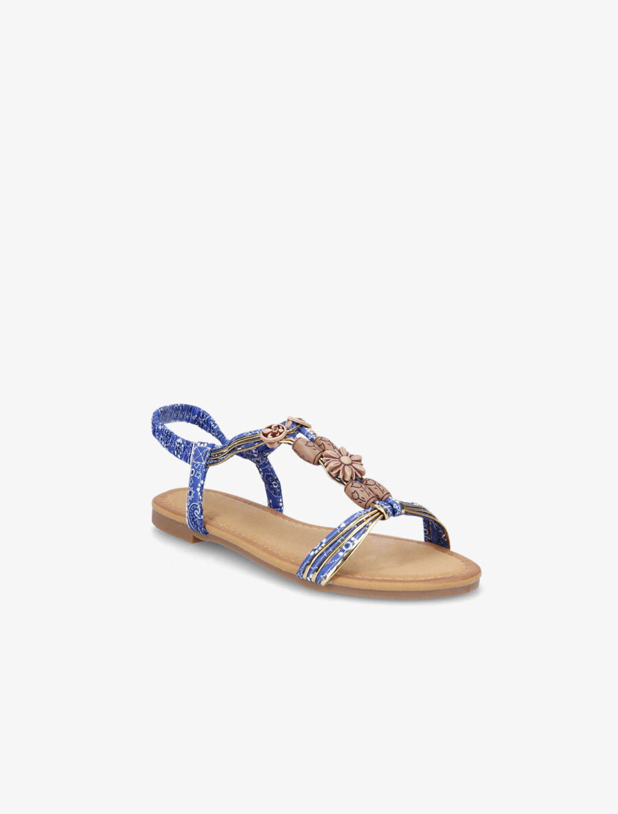 Nu-pieds imprimés et tour de cheville élastiqué - Bleu roi - 2