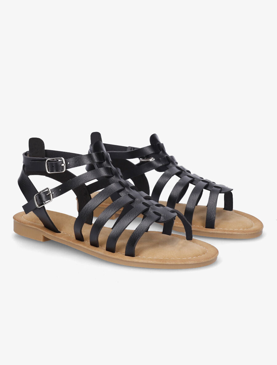 Nu-pieds en simili à multibrides - Noir - 4