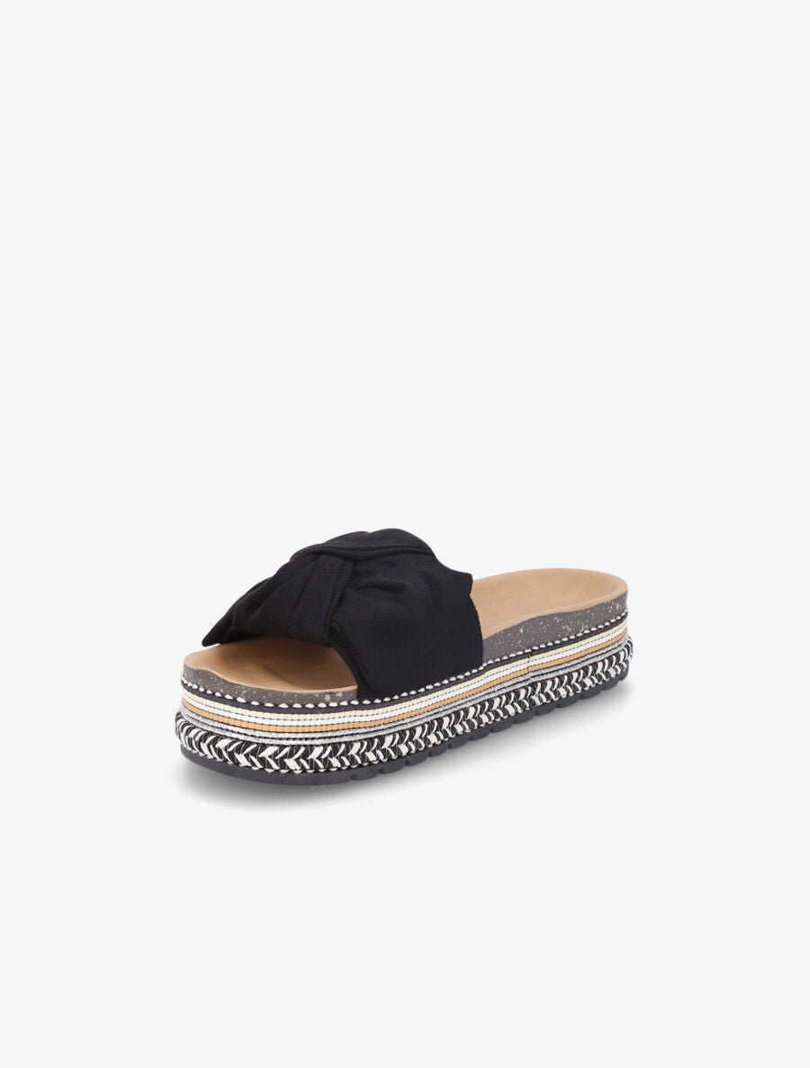 Claquettes à nœuds et semelle stylisée - Noir - 3