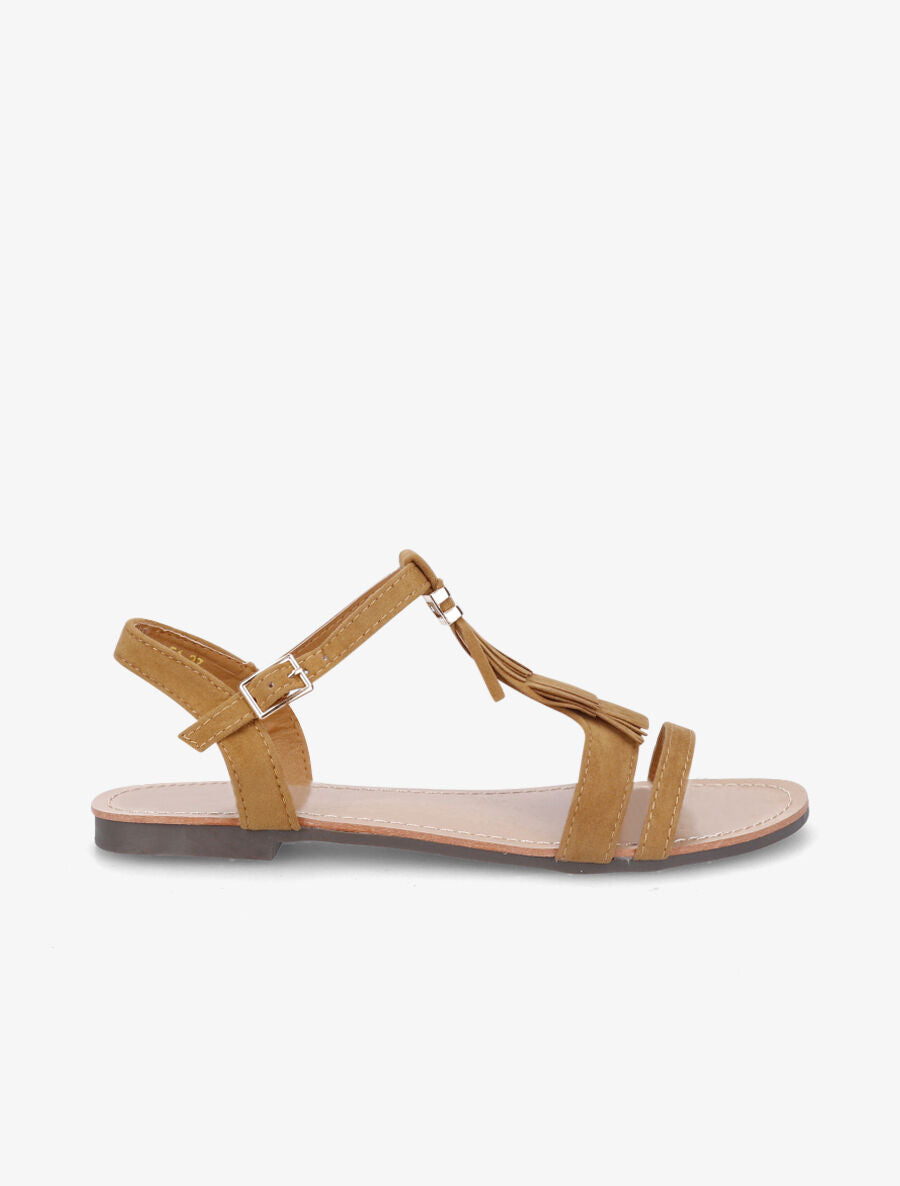 Nu-pieds à franges en suédine - Camel - 5