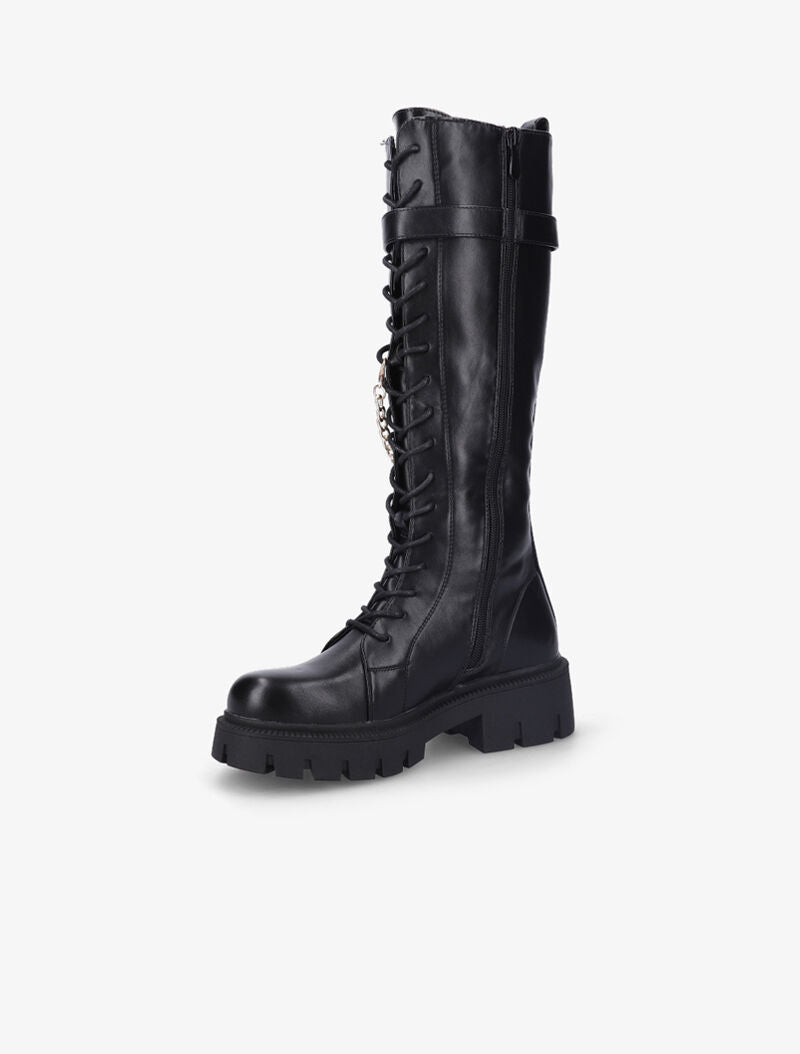 Bottes lacées style rangers à détail chaîne amovible - Noir - 4